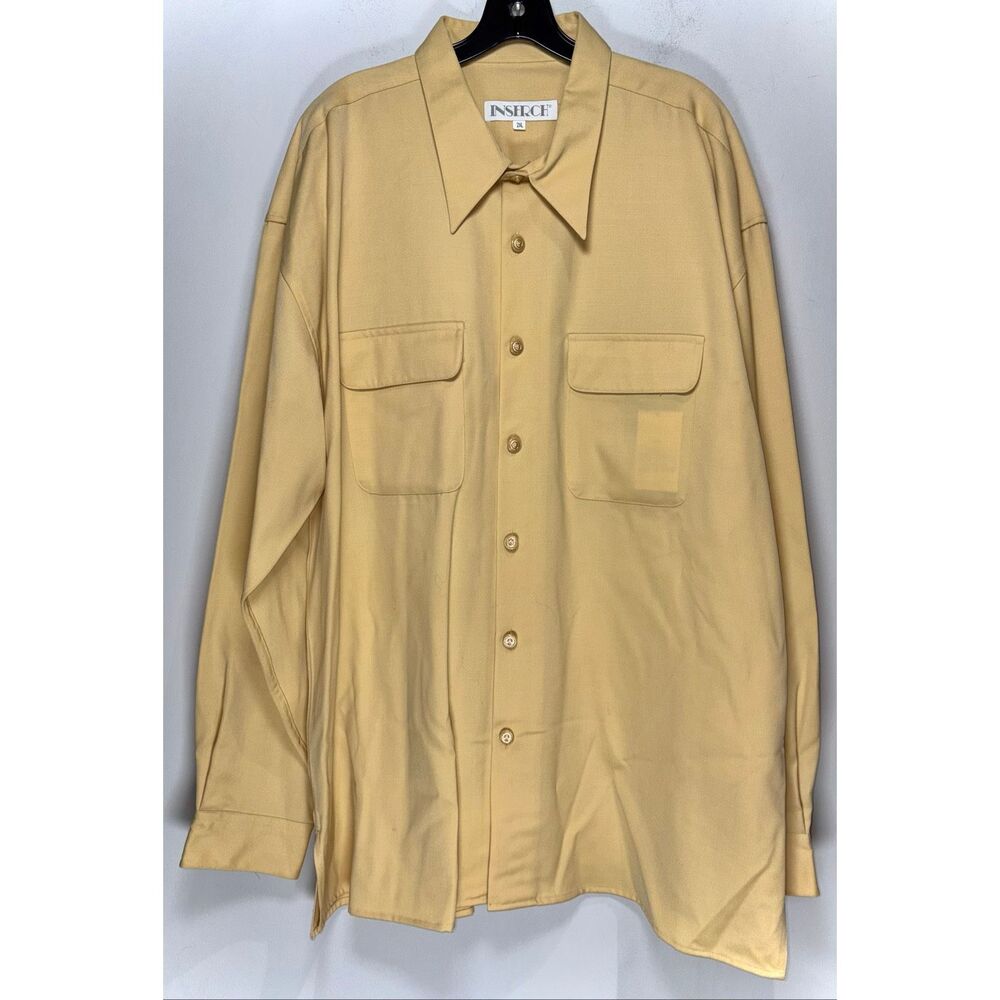 Inserch vintage yellow wool button down shirt size 2xl